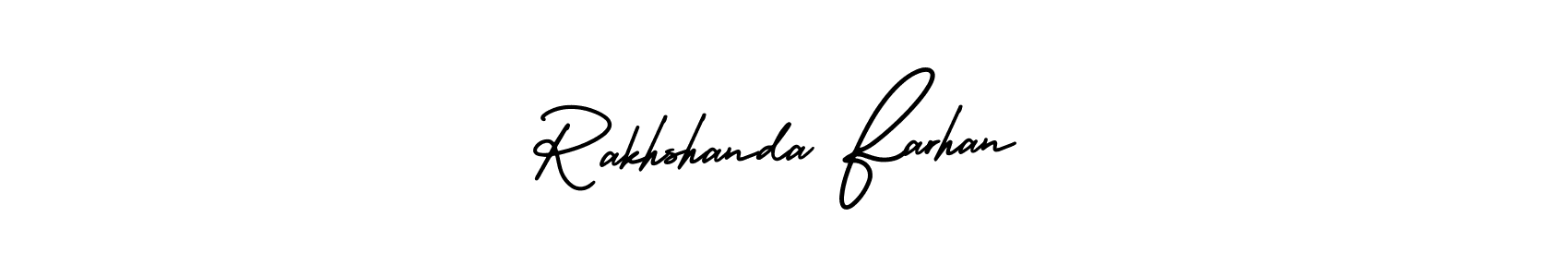 Also You can easily find your signature by using the search form. We will create Rakhshanda Farhan name handwritten signature images for you free of cost using AmerikaSignatureDemo-Regular sign style. Rakhshanda Farhan signature style 3 images and pictures png