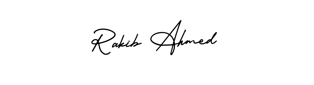 You should practise on your own different ways (AmerikaSignatureDemo-Regular) to write your name (Rakib Ahmed) in signature. don't let someone else do it for you. Rakib Ahmed signature style 3 images and pictures png