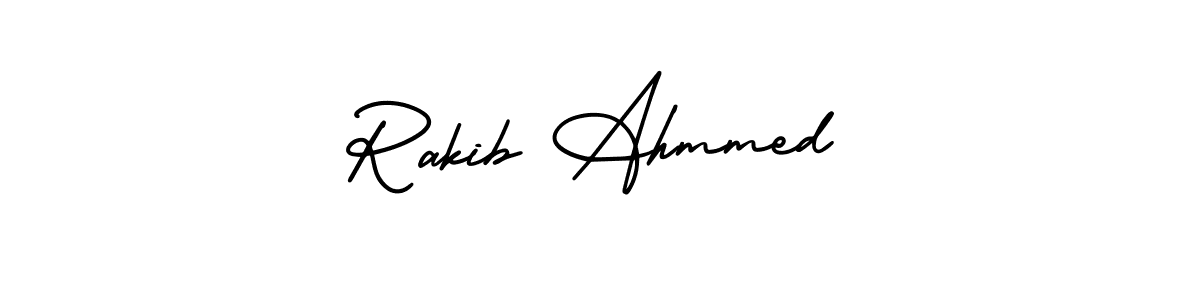 if you are searching for the best signature style for your name Rakib Ahmmed. so please give up your signature search. here we have designed multiple signature styles  using AmerikaSignatureDemo-Regular. Rakib Ahmmed signature style 3 images and pictures png