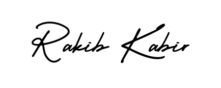 You should practise on your own different ways (AmerikaSignatureDemo-Regular) to write your name (Rakib Kabir) in signature. Don't let someone else do it for you. Rakib Kabir signature style 3 images and pictures png