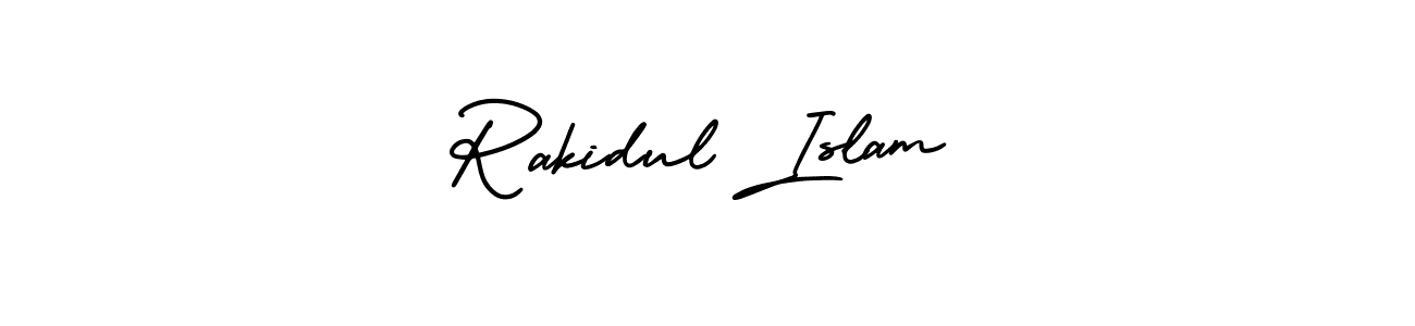 The best way (AmerikaSignatureDemo-Regular) to make a short signature is to pick only two or three words in your name. The name Rakidul Islam include a total of six letters. For converting this name. Rakidul Islam signature style 3 images and pictures png