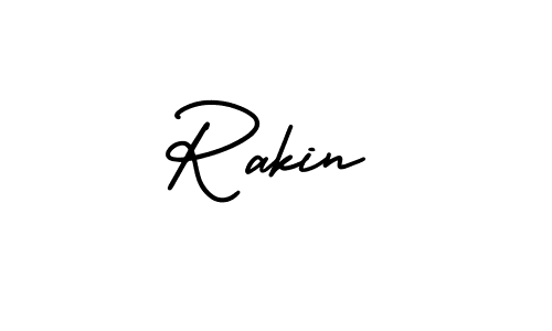 Use a signature maker to create a handwritten signature online. With this signature software, you can design (AmerikaSignatureDemo-Regular) your own signature for name Rakin. Rakin signature style 3 images and pictures png