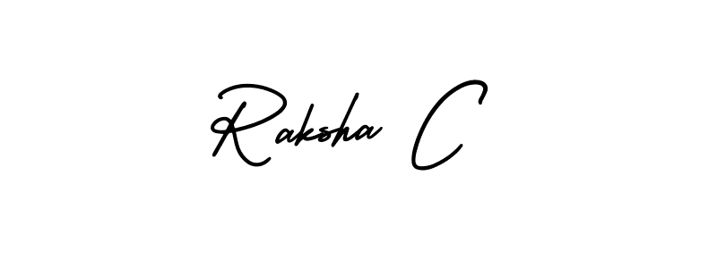 How to make Raksha C name signature. Use AmerikaSignatureDemo-Regular style for creating short signs online. This is the latest handwritten sign. Raksha C signature style 3 images and pictures png