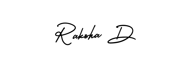 Use a signature maker to create a handwritten signature online. With this signature software, you can design (AmerikaSignatureDemo-Regular) your own signature for name Raksha D. Raksha D signature style 3 images and pictures png