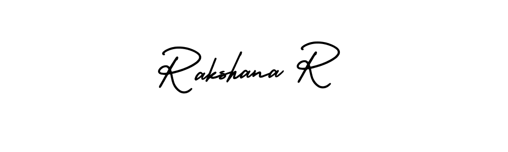 Design your own signature with our free online signature maker. With this signature software, you can create a handwritten (AmerikaSignatureDemo-Regular) signature for name Rakshana R. Rakshana R signature style 3 images and pictures png