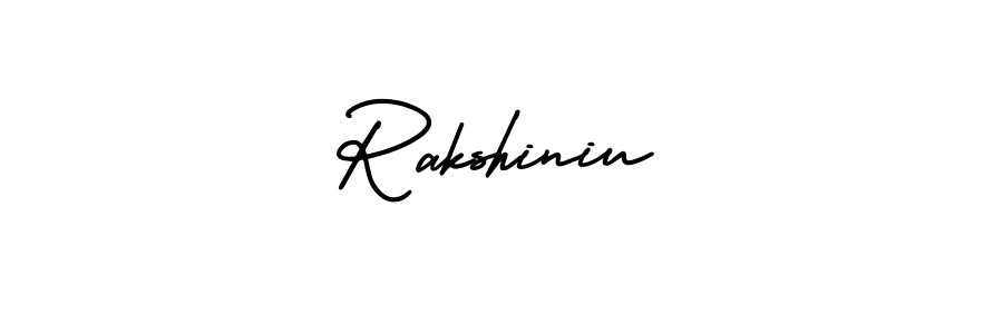 Rakshiniu stylish signature style. Best Handwritten Sign (AmerikaSignatureDemo-Regular) for my name. Handwritten Signature Collection Ideas for my name Rakshiniu. Rakshiniu signature style 3 images and pictures png