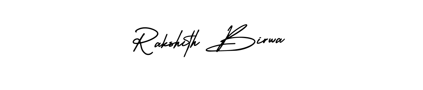 This is the best signature style for the Rakshith Birwa name. Also you like these signature font (AmerikaSignatureDemo-Regular). Mix name signature. Rakshith Birwa signature style 3 images and pictures png