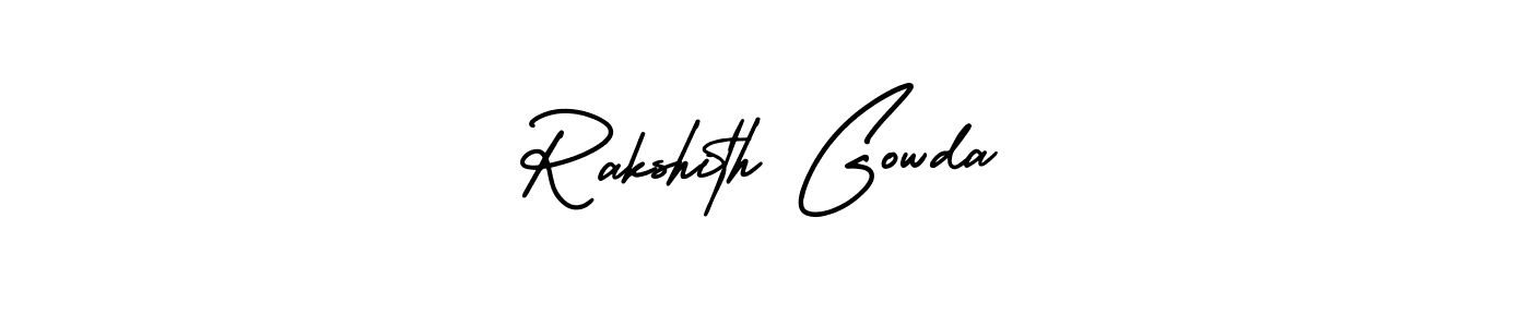 The best way (AmerikaSignatureDemo-Regular) to make a short signature is to pick only two or three words in your name. The name Rakshith Gowda include a total of six letters. For converting this name. Rakshith Gowda signature style 3 images and pictures png