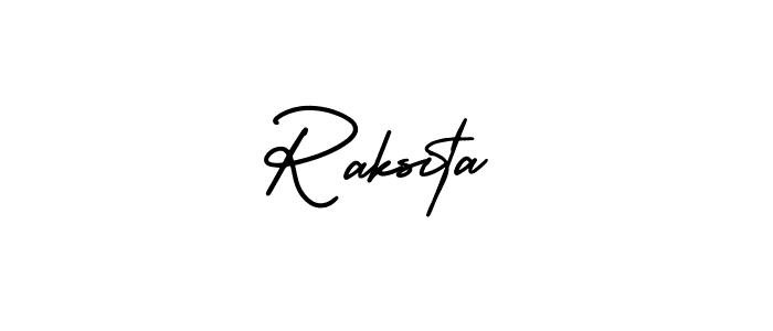 How to make Raksita signature? AmerikaSignatureDemo-Regular is a professional autograph style. Create handwritten signature for Raksita name. Raksita signature style 3 images and pictures png