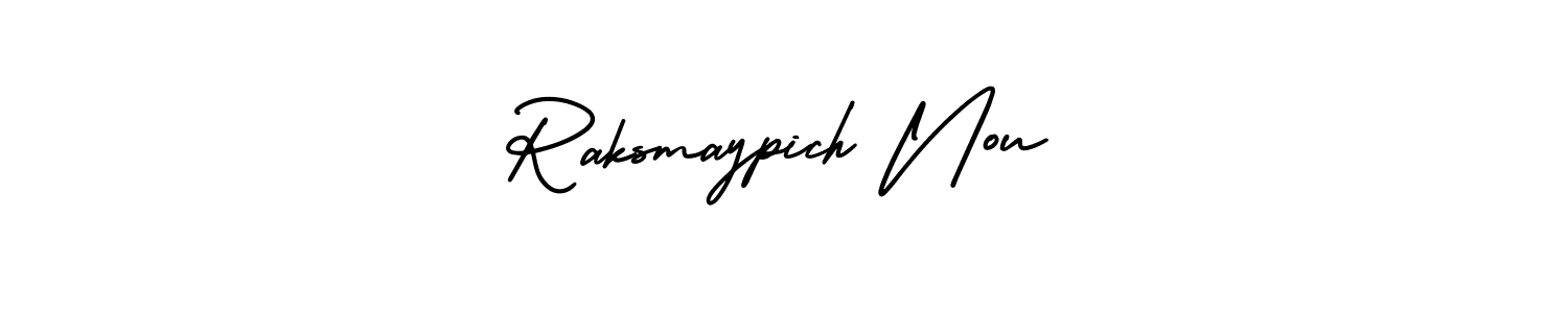 Raksmaypich Nou stylish signature style. Best Handwritten Sign (AmerikaSignatureDemo-Regular) for my name. Handwritten Signature Collection Ideas for my name Raksmaypich Nou. Raksmaypich Nou signature style 3 images and pictures png