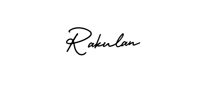 The best way (AmerikaSignatureDemo-Regular) to make a short signature is to pick only two or three words in your name. The name Rakulan include a total of six letters. For converting this name. Rakulan signature style 3 images and pictures png