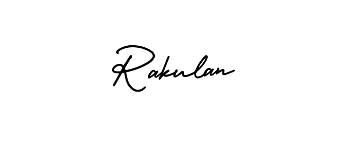 The best way (AmerikaSignatureDemo-Regular) to make a short signature is to pick only two or three words in your name. The name Rakulan include a total of six letters. For converting this name. Rakulan signature style 3 images and pictures png