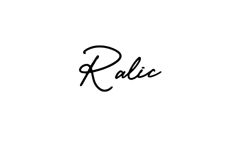 Use a signature maker to create a handwritten signature online. With this signature software, you can design (AmerikaSignatureDemo-Regular) your own signature for name Ralic. Ralic signature style 3 images and pictures png