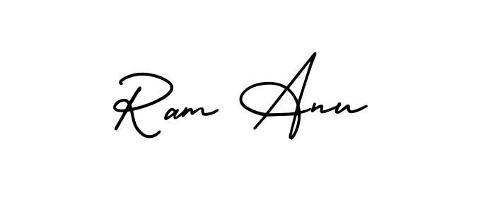 Similarly AmerikaSignatureDemo-Regular is the best handwritten signature design. Signature creator online .You can use it as an online autograph creator for name Ram Anu. Ram Anu signature style 3 images and pictures png