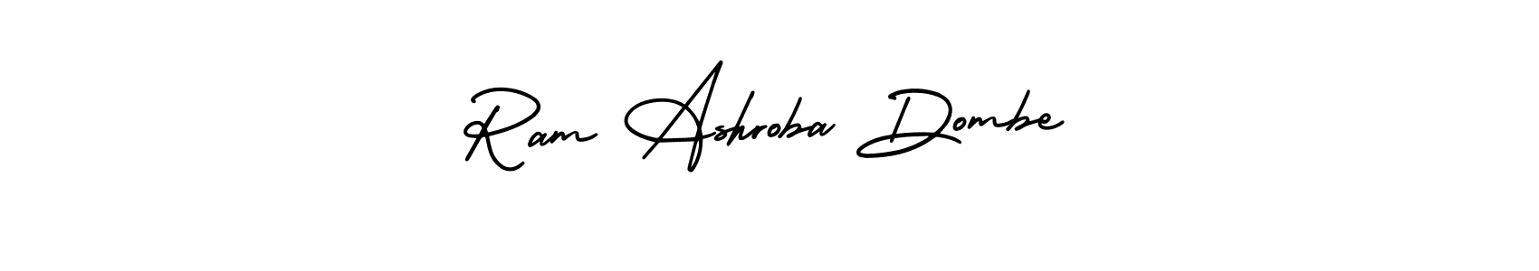 You should practise on your own different ways (AmerikaSignatureDemo-Regular) to write your name (Ram Ashroba Dombe) in signature. don't let someone else do it for you. Ram Ashroba Dombe signature style 3 images and pictures png