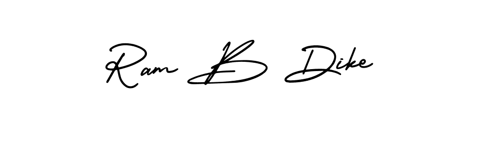 You should practise on your own different ways (AmerikaSignatureDemo-Regular) to write your name (Ram B Dike) in signature. don't let someone else do it for you. Ram B Dike signature style 3 images and pictures png