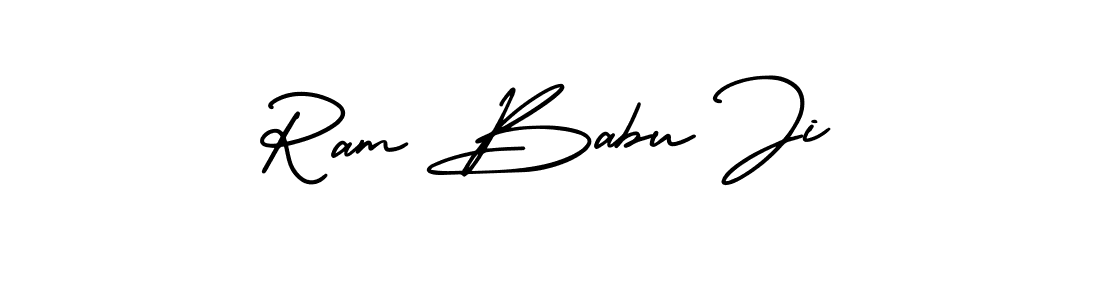 You should practise on your own different ways (AmerikaSignatureDemo-Regular) to write your name (Ram Babu Ji) in signature. don't let someone else do it for you. Ram Babu Ji signature style 3 images and pictures png