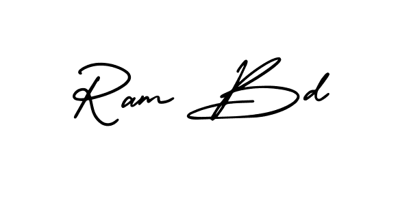 You should practise on your own different ways (AmerikaSignatureDemo-Regular) to write your name (Ram Bd) in signature. don't let someone else do it for you. Ram Bd signature style 3 images and pictures png