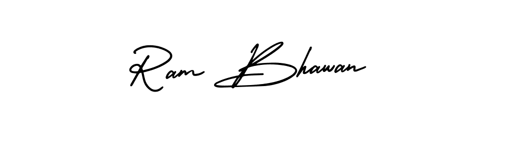 You should practise on your own different ways (AmerikaSignatureDemo-Regular) to write your name (Ram Bhawan) in signature. don't let someone else do it for you. Ram Bhawan signature style 3 images and pictures png