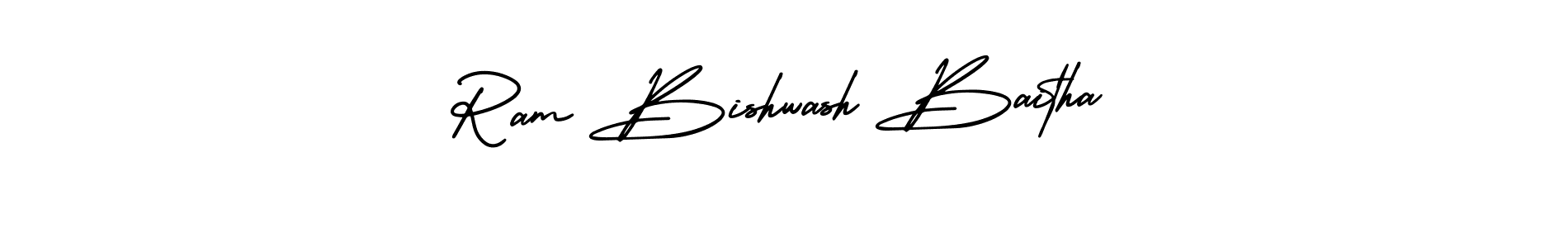 How to make Ram Bishwash Baitha signature? AmerikaSignatureDemo-Regular is a professional autograph style. Create handwritten signature for Ram Bishwash Baitha name. Ram Bishwash Baitha signature style 3 images and pictures png