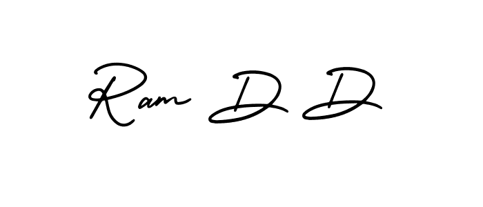 How to make Ram D D name signature. Use AmerikaSignatureDemo-Regular style for creating short signs online. This is the latest handwritten sign. Ram D D signature style 3 images and pictures png