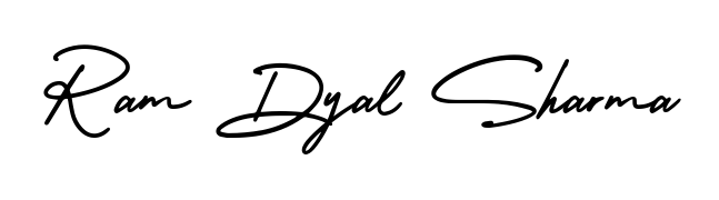Looking for an artistic signature for Ram Dyal Sharma? The AmerikaSignatureDemo-Regular calligraphy style gives a sophisticated flow suitable for business cards and emails. Ram Dyal Sharma signature style 3 images and pictures png