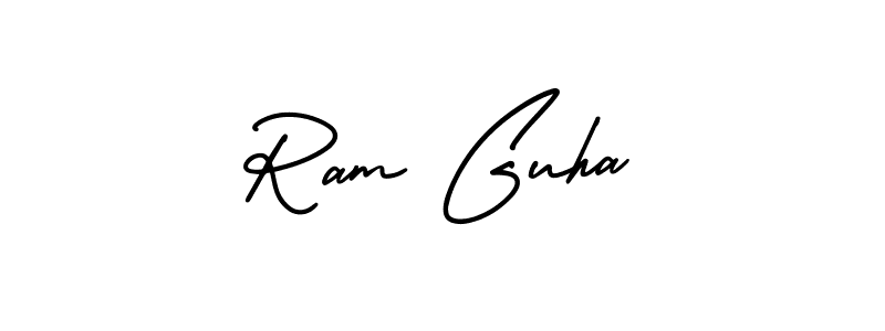 The best way (AmerikaSignatureDemo-Regular) to make a short signature is to pick only two or three words in your name. The name Ram Guha include a total of six letters. For converting this name. Ram Guha signature style 3 images and pictures png