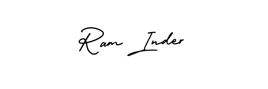 You should practise on your own different ways (AmerikaSignatureDemo-Regular) to write your name (Ram Inder) in signature. don't let someone else do it for you. Ram Inder signature style 3 images and pictures png