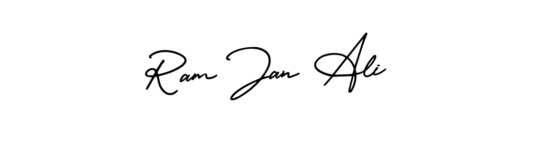 This is the best signature style for the Ram Jan Ali name. Also you like these signature font (AmerikaSignatureDemo-Regular). Mix name signature. Ram Jan Ali signature style 3 images and pictures png