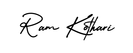 Discover the perfect balance of readability and style for Ram Kothari with AmerikaSignatureDemo-Regular font. Create your dream signature today. Ram Kothari signature style 3 images and pictures png