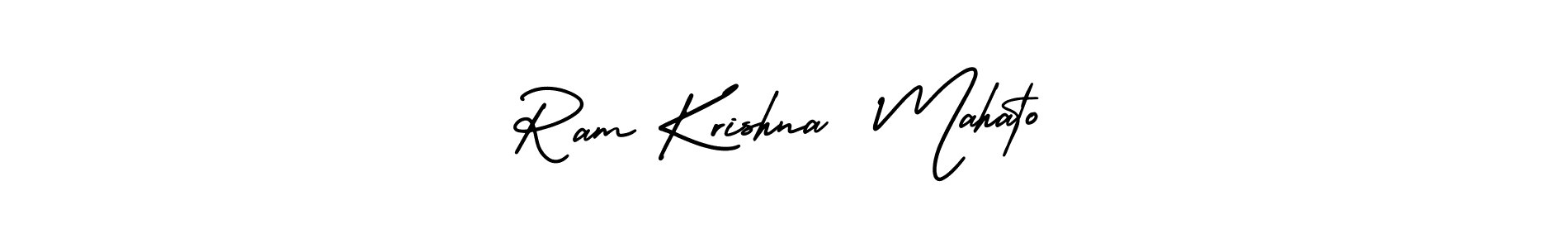 The best way (AmerikaSignatureDemo-Regular) to make a short signature is to pick only two or three words in your name. The name Ram Krishna  Mahato include a total of six letters. For converting this name. Ram Krishna  Mahato signature style 3 images and pictures png