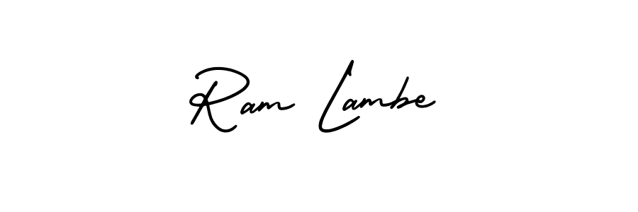 Similarly AmerikaSignatureDemo-Regular is the best handwritten signature design. Signature creator online .You can use it as an online autograph creator for name Ram Lambe. Ram Lambe signature style 3 images and pictures png