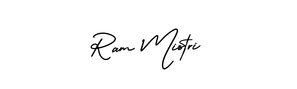 You should practise on your own different ways (AmerikaSignatureDemo-Regular) to write your name (Ram Mistri) in signature. don't let someone else do it for you. Ram Mistri signature style 3 images and pictures png