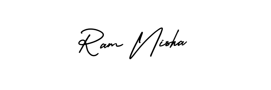 This is the best signature style for the Ram Nisha name. Also you like these signature font (AmerikaSignatureDemo-Regular). Mix name signature. Ram Nisha signature style 3 images and pictures png