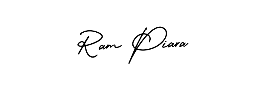 The best way (AmerikaSignatureDemo-Regular) to make a short signature is to pick only two or three words in your name. The name Ram Piara include a total of six letters. For converting this name. Ram Piara signature style 3 images and pictures png