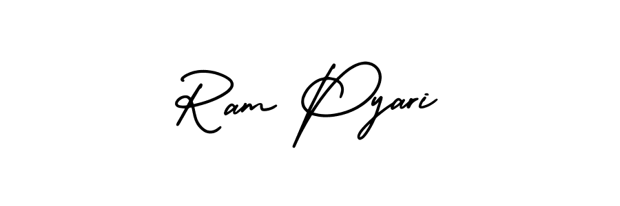 How to make Ram Pyari name signature. Use AmerikaSignatureDemo-Regular style for creating short signs online. This is the latest handwritten sign. Ram Pyari signature style 3 images and pictures png