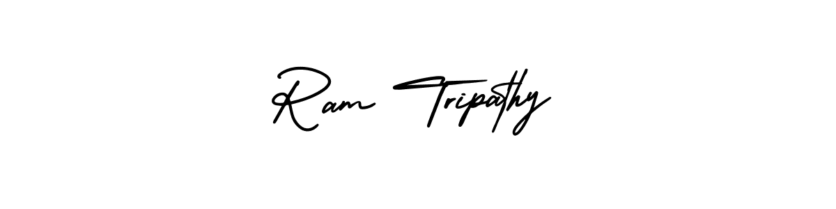 The best way (AmerikaSignatureDemo-Regular) to make a short signature is to pick only two or three words in your name. The name Ram Tripathy include a total of six letters. For converting this name. Ram Tripathy signature style 3 images and pictures png