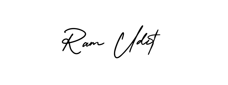 This is the best signature style for the Ram Udit name. Also you like these signature font (AmerikaSignatureDemo-Regular). Mix name signature. Ram Udit signature style 3 images and pictures png