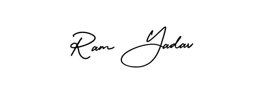 The best way (AmerikaSignatureDemo-Regular) to make a short signature is to pick only two or three words in your name. The name Ram Yadav include a total of six letters. For converting this name. Ram Yadav signature style 3 images and pictures png