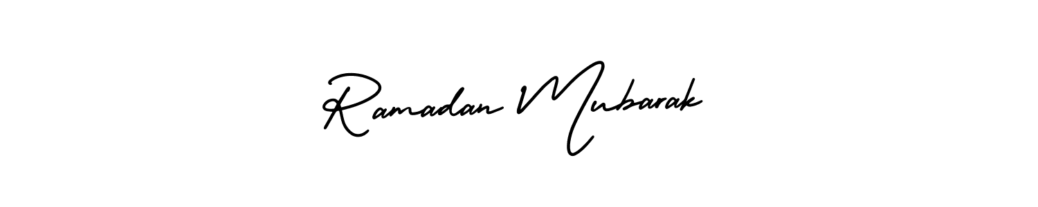 You should practise on your own different ways (AmerikaSignatureDemo-Regular) to write your name (Ramadan Mubarak) in signature. don't let someone else do it for you. Ramadan Mubarak signature style 3 images and pictures png