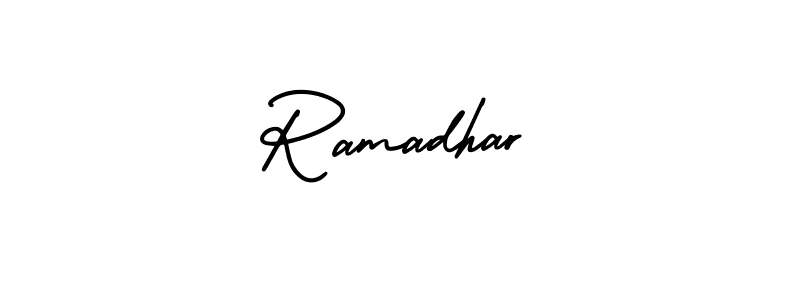 Ramadhar stylish signature style. Best Handwritten Sign (AmerikaSignatureDemo-Regular) for my name. Handwritten Signature Collection Ideas for my name Ramadhar. Ramadhar signature style 3 images and pictures png