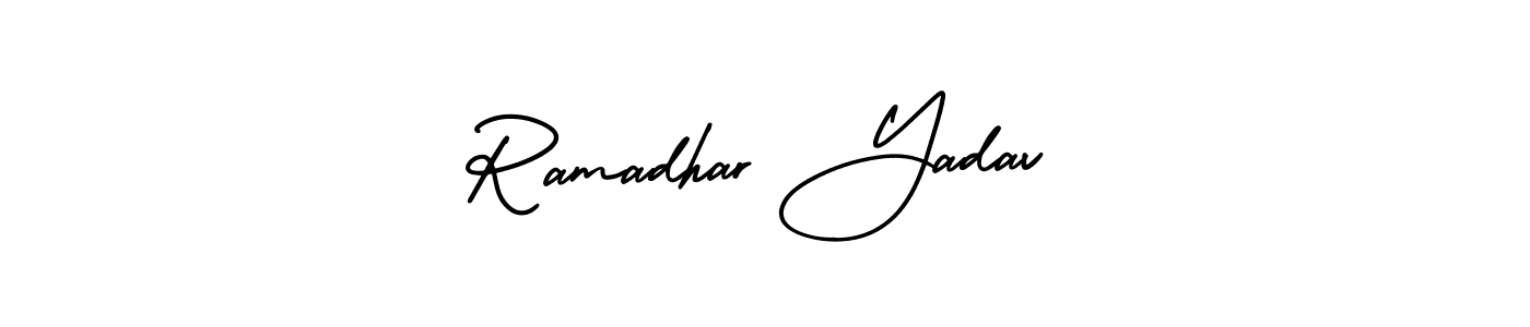 AmerikaSignatureDemo-Regular is a professional signature style that is perfect for those who want to add a touch of class to their signature. It is also a great choice for those who want to make their signature more unique. Get Ramadhar Yadav name to fancy signature for free. Ramadhar Yadav signature style 3 images and pictures png