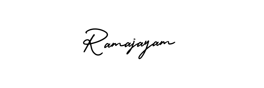 The best way (AmerikaSignatureDemo-Regular) to make a short signature is to pick only two or three words in your name. The name Ramajayam include a total of six letters. For converting this name. Ramajayam signature style 3 images and pictures png