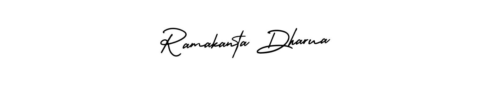 The best way (AmerikaSignatureDemo-Regular) to make a short signature is to pick only two or three words in your name. The name Ramakanta Dharua include a total of six letters. For converting this name. Ramakanta Dharua signature style 3 images and pictures png
