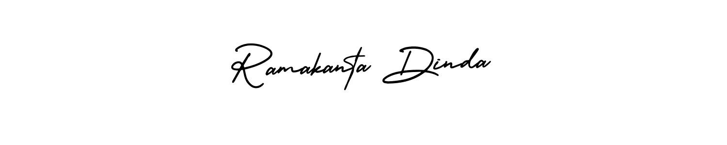 The best way (AmerikaSignatureDemo-Regular) to make a short signature is to pick only two or three words in your name. The name Ramakanta Dinda include a total of six letters. For converting this name. Ramakanta Dinda signature style 3 images and pictures png