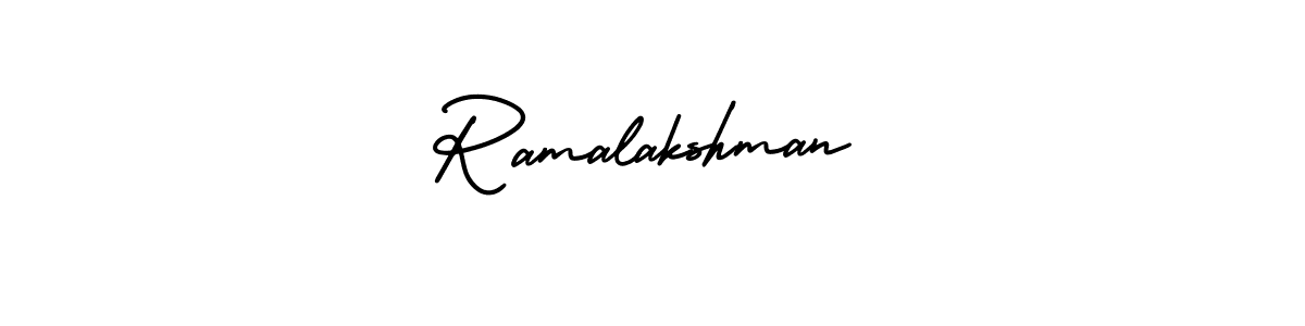 You should practise on your own different ways (AmerikaSignatureDemo-Regular) to write your name (Ramalakshman) in signature. don't let someone else do it for you. Ramalakshman signature style 3 images and pictures png