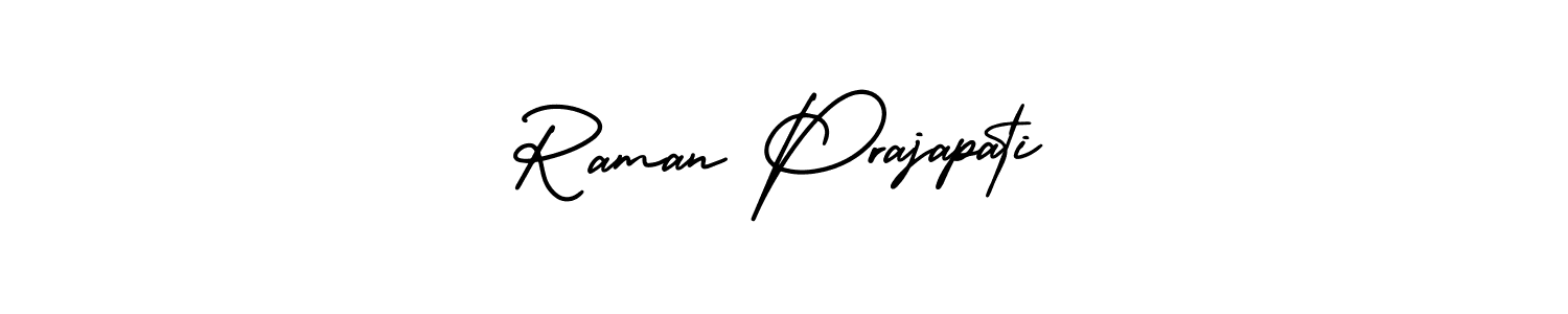 You should practise on your own different ways (AmerikaSignatureDemo-Regular) to write your name (Raman Prajapati) in signature. don't let someone else do it for you. Raman Prajapati signature style 3 images and pictures png