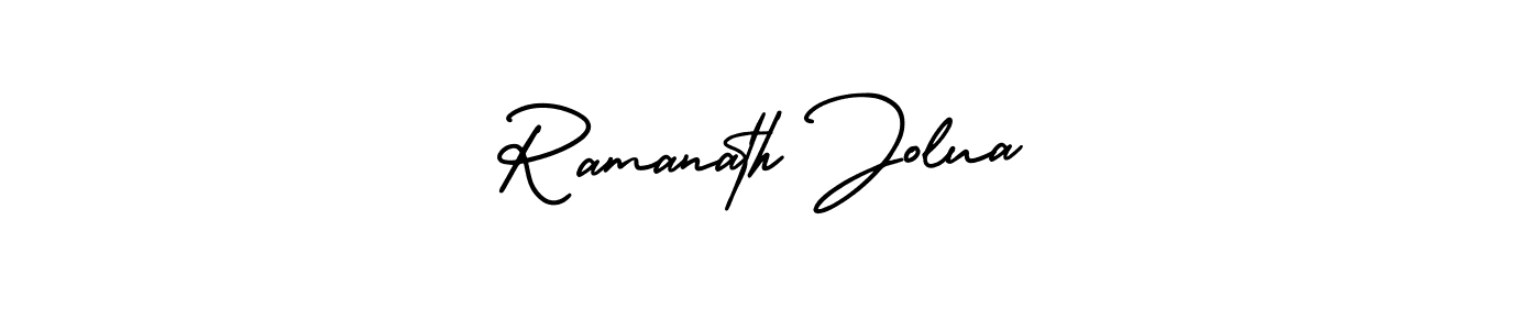 if you are searching for the best signature style for your name Ramanath Jolua. so please give up your signature search. here we have designed multiple signature styles  using AmerikaSignatureDemo-Regular. Ramanath Jolua signature style 3 images and pictures png