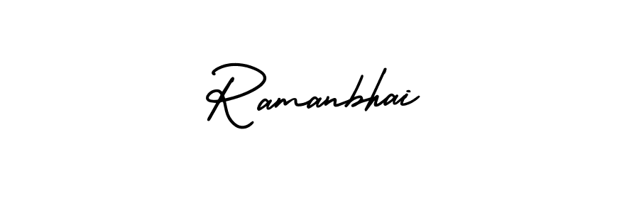 The best way (AmerikaSignatureDemo-Regular) to make a short signature is to pick only two or three words in your name. The name Ramanbhai include a total of six letters. For converting this name. Ramanbhai signature style 3 images and pictures png