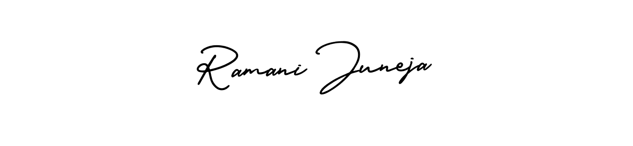 Similarly AmerikaSignatureDemo-Regular is the best handwritten signature design. Signature creator online .You can use it as an online autograph creator for name Ramani Juneja. Ramani Juneja signature style 3 images and pictures png